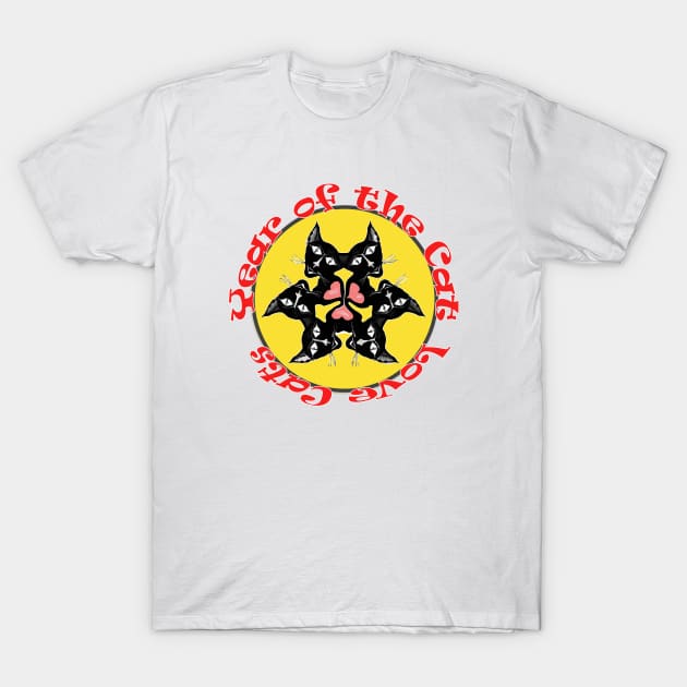 Cute Kittens Cat Lovers Black Cats Mandala T-Shirt by PlanetMonkey